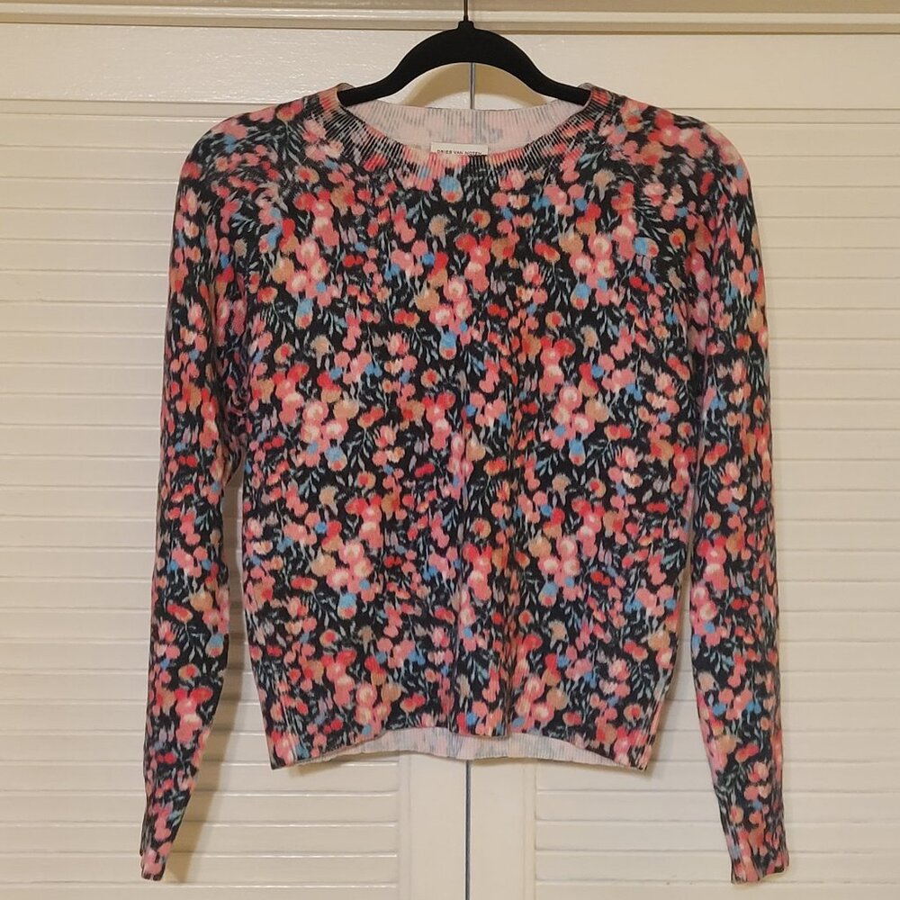 Dries Van Noten Floral Sweater, Size Extra Small. 100% Cashmere. Ships Same Day